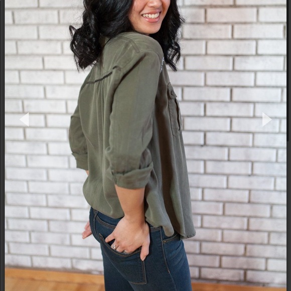 NWOT Free People Off Campus Buttondown Shirt in Moss - Picture 8 of 16